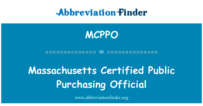 MCPPO: Massachusetts certificato ufficiale acquisti pubblici