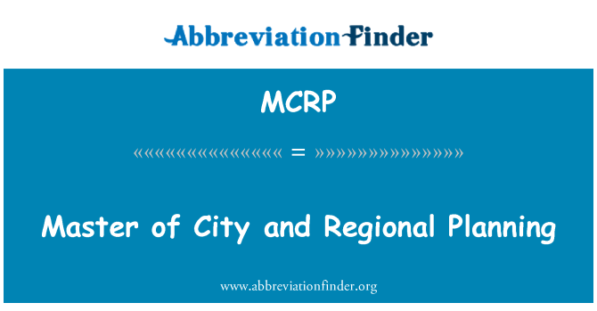 MCRP: Master of City and Regional Planning