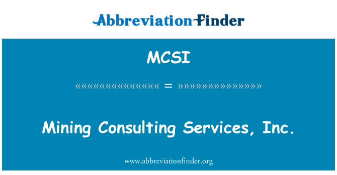 MCSI: Perlombongan Consulting Services, Inc.