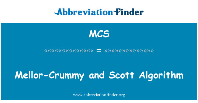 MCS: Mellor-Crummy şi Scott algoritm