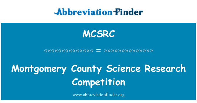 MCSRC: Montgomery County Science Research Competition