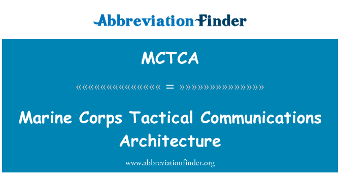 MCTCA: Marine Corps Tactical Communications Architecture