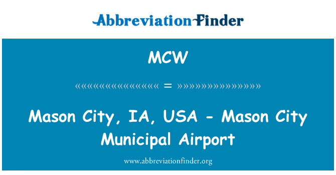 MCW: Mason City, IA, ASV - Mason City Municipal Airport