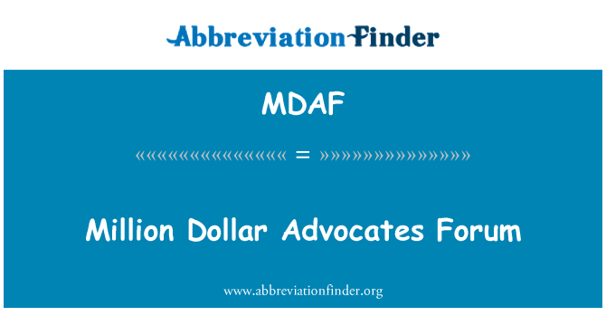 MDAF: Milijonov dolarjev zagovarja Forum