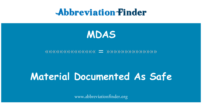 MDAS: 물자 안전으로 문서화