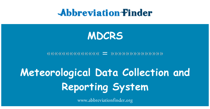 MDCRS: Сбор метеорологических данных и системы отчетности