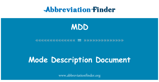 MDD: Modus Beschreibungsdokument