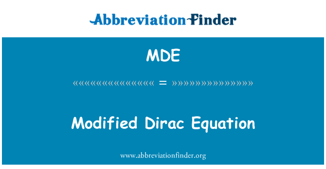 MDE: Módosított Dirac-egyenlet