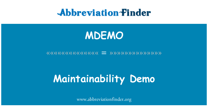 MDEMO: Vzdrževanja Demo