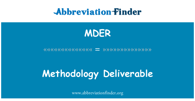 MDER: Méthodologie du