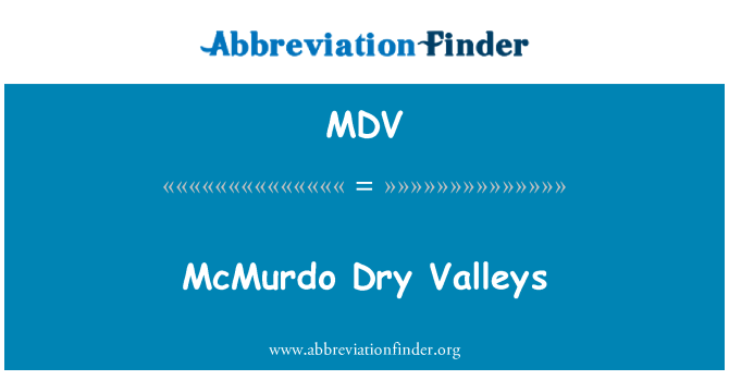 MDV: McMurdo ड्राई घाटियों