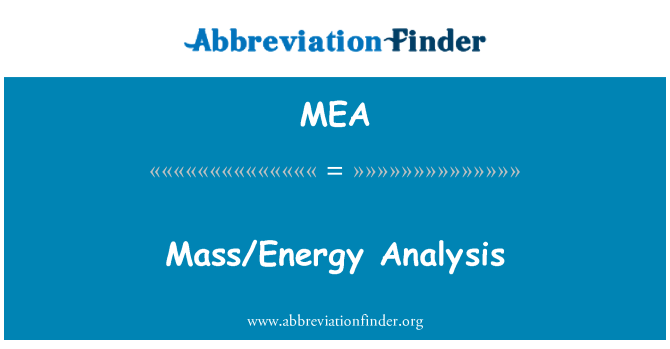 MEA: Analiza masy i energii