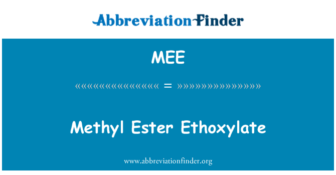 MEE: Metyl Ester Ethoxylate