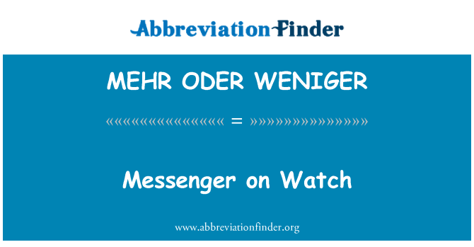 MEHR ODER WENIGER: Negesydd ar Watch
