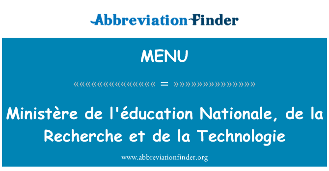 MENU: Ministère de l'éducation Nationale, de la Recherche et de la Technologie