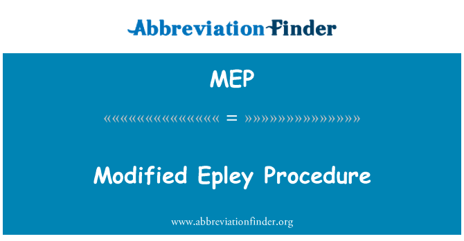 MEP: Procédure Epley modifye