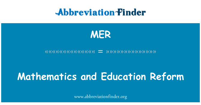 MER: Mathématiques et la réforme de l'éducation