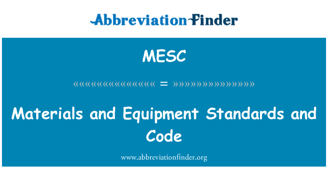 MESC: 재료와 장비 표준 코드