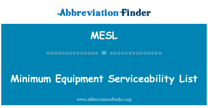 MESL: รายการ Serviceability อุปกรณ์น้อยที่สุด