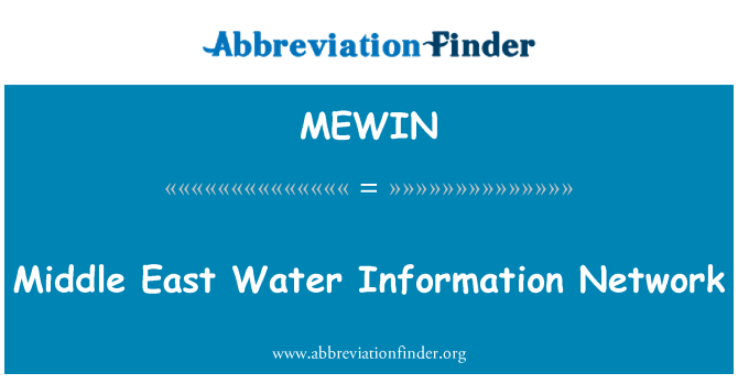 MEWIN: Middle East Water Information Network