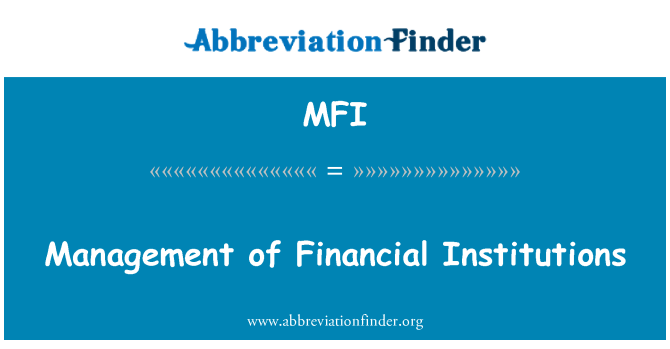 MFI: ניהול מוסדות פיננסיים