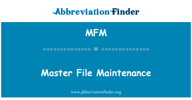 MFM: 主檔案維護