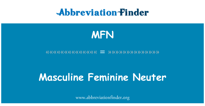 MFN: Neuter masculin feminin