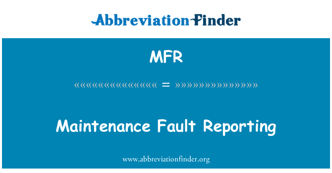 MFR: Održavanje greška izvještavanje