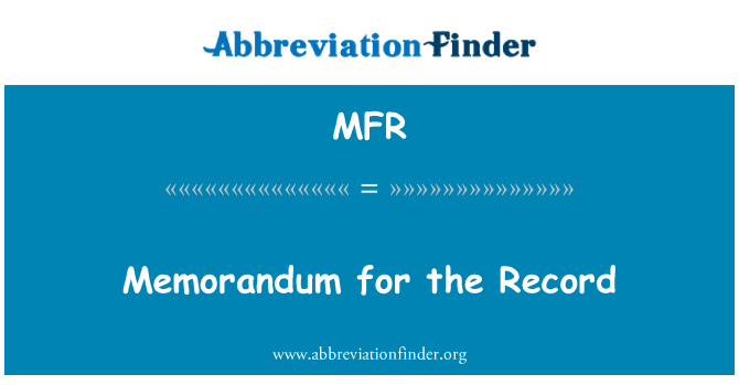 MFR: تفاهم نامه برای ثبت