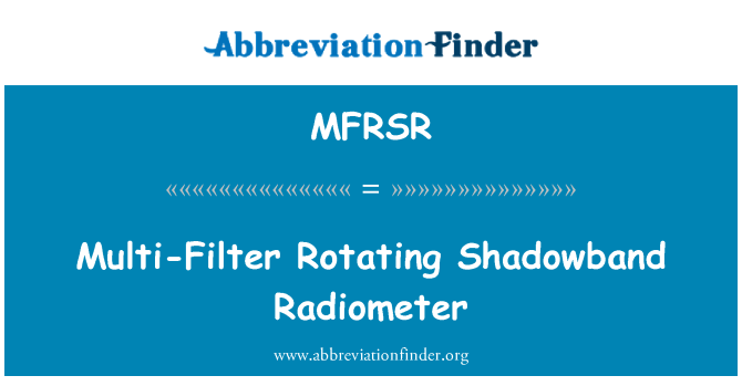 MFRSR: Flere Filter roterende Shadowband Radiometer