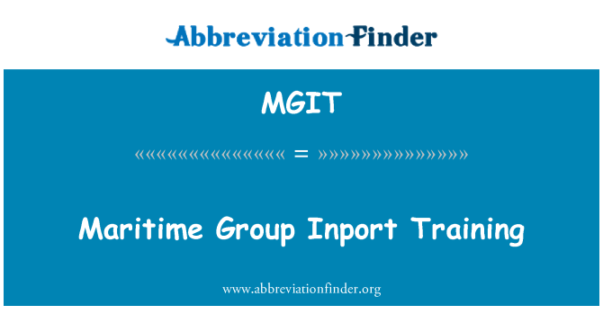 MGIT: Θαλάσσια ομάδα Inport κατάρτισης