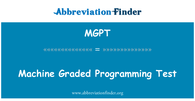 MGPT: Stopniem Test programowanie maszyny