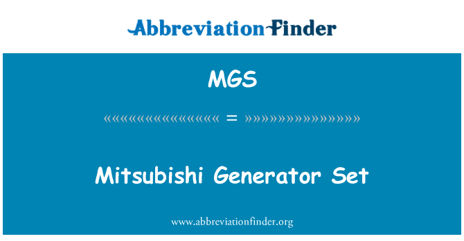 MGS: ערכת גנרטור מיצובישי