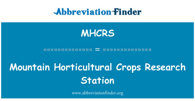 MHCRS: Estación de investigación de cultivos hortícolas de montaña