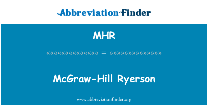 MHR: McGraw-Hill Ryerson