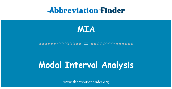 MIA: Modale Interval Analysis