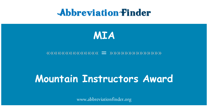 MIA: Berg instructeurs Award