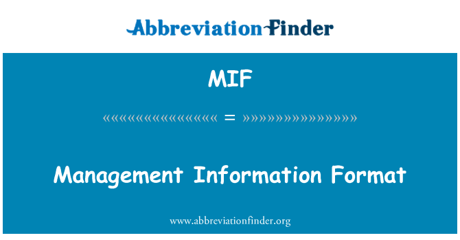 MIF: Management Information Format