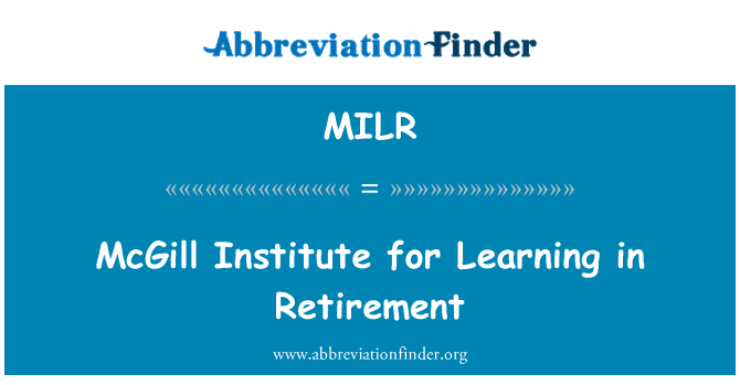 MILR: McGill Institute for Learning in Retirement