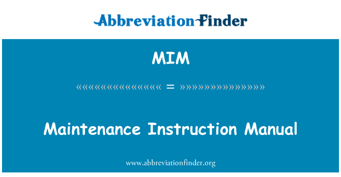 MIM: Manual d'instruccions de manteniment