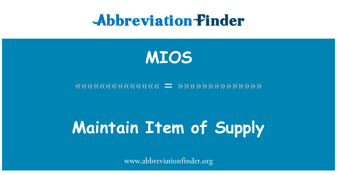 MIOS: Maintenir le point d'approvisionnement