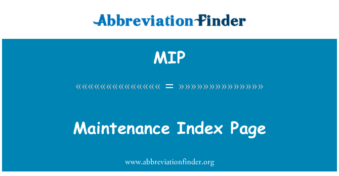 MIP: Pagina de Index de întreţinere