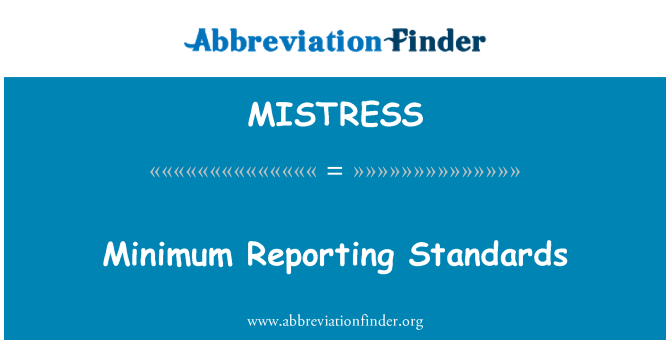 MISTRESS: Standard minimi di segnalazione