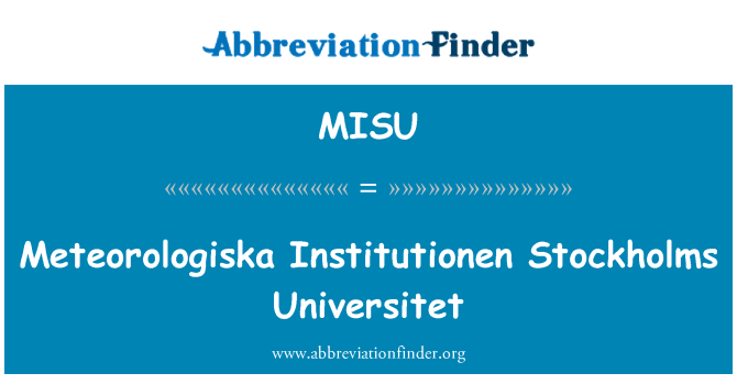 MISU: Meteorologiska Institutionen Stockholms Universitet