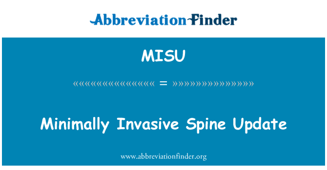 MISU: Minimally Invasive Spine Update