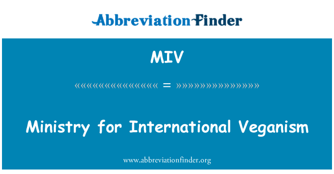 MIV: 국제 Veganism 위한 내각