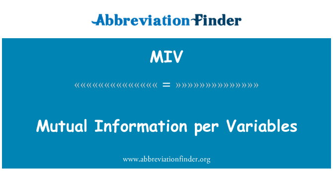 MIV: Gegenseitigen Information pro Variablen