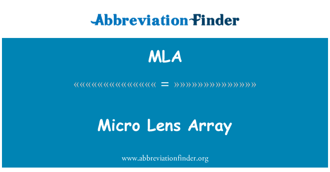 MLA: Micro objektiv Array