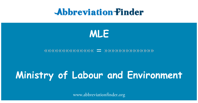 MLE: Ministerie van arbeid en milieu