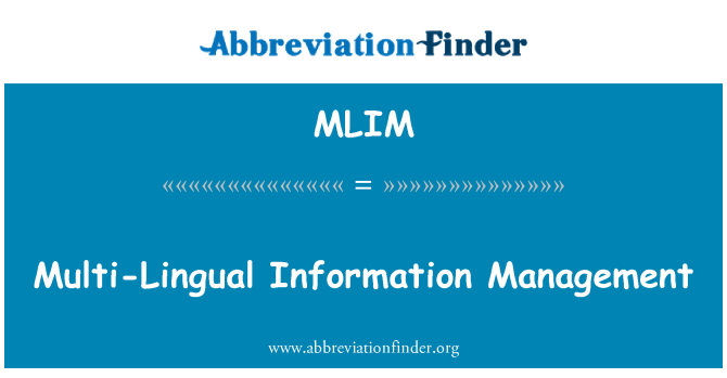 MLIM: Multi-Lingual Information Management